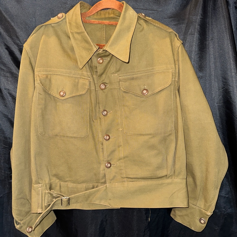 Original wwll 1944 British army brab brill jacket-military blouse F.w. Harmer